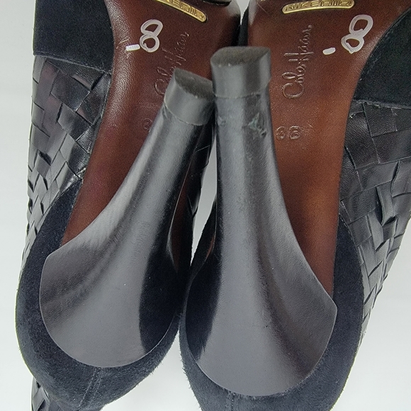 Cole Haan Women's Black Leather Suede Woven Ane Boots Booties Basket Weave 8B. - Picture 10 of 12